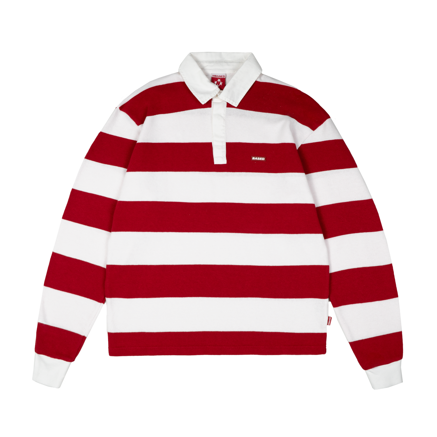 Striped Rugby Polo Knit [Red/White]