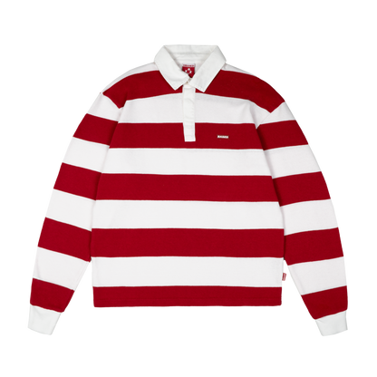 Striped Rugby Polo Knit [Red/White]