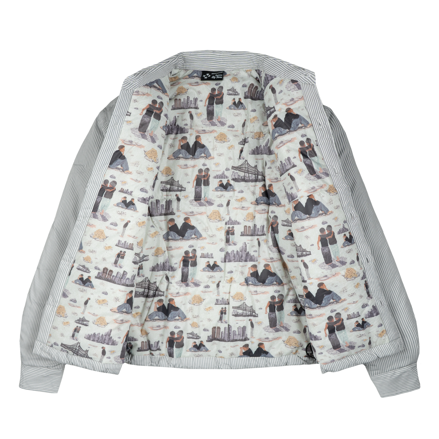 Striped Puffer Shirt [White/Black]