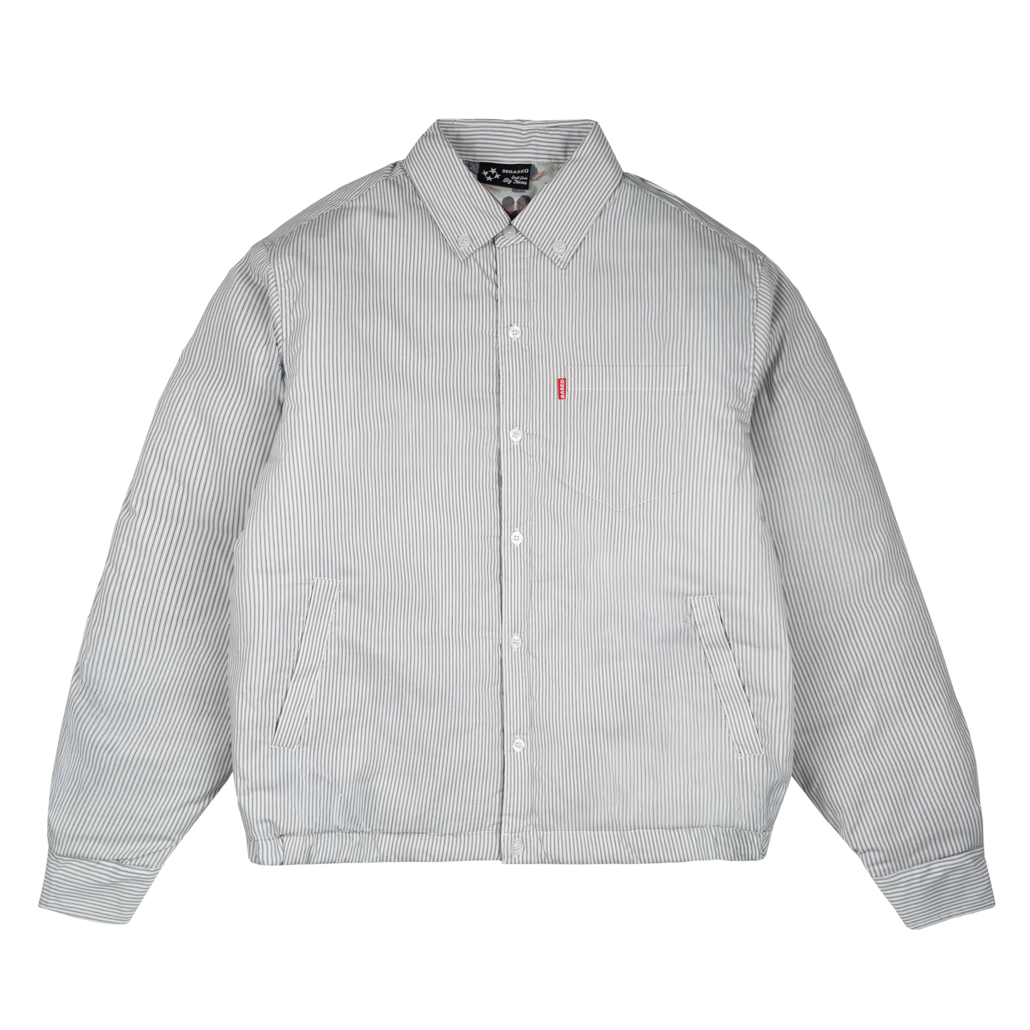 Striped Puffer Shirt [White/Black]