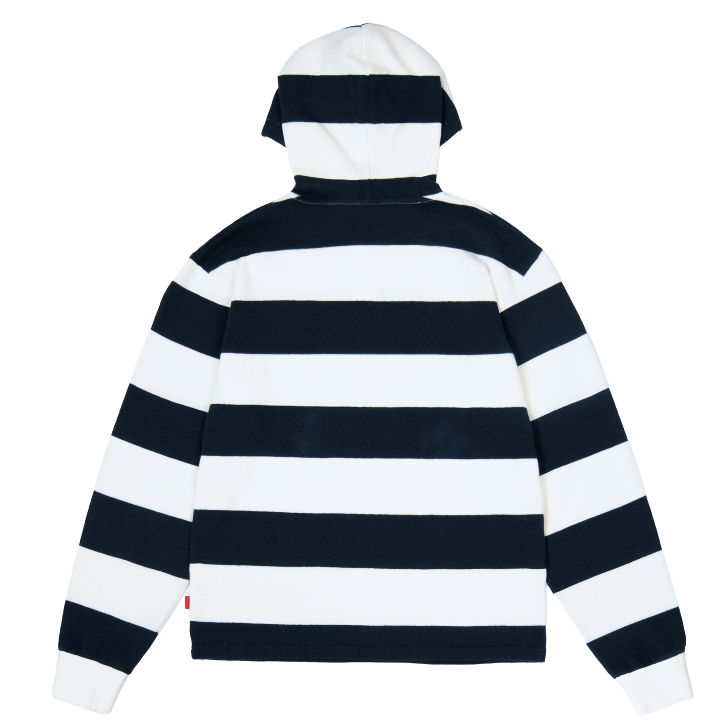 Striped Hooded Rugby Polo Knit [Navy/White]