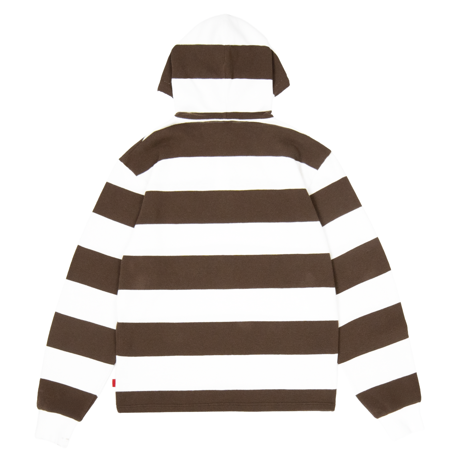 Striped Hooded Rugby Polo Knit [Brown/White]